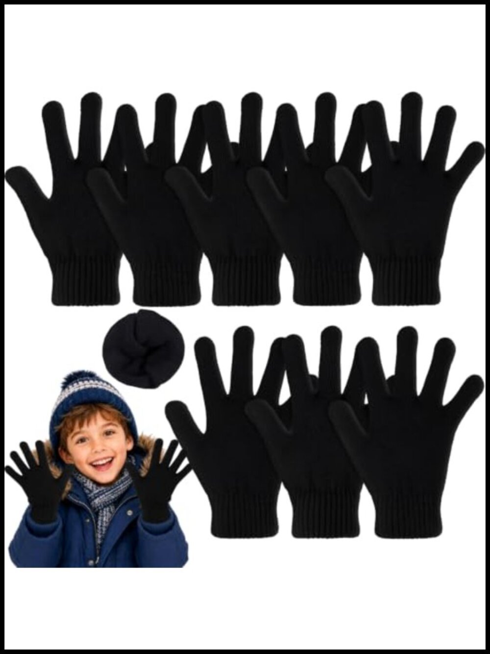 Kids Wool Liner Gloves 4 Pairs Winter Cold Weather Youth Warm